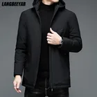 Новая брендовая Повседневная модная дизайнерская зимняя Утепленная Мужская парка, ветровка с капюшоном, высокое качество, пальто для улицы, мужская одежда