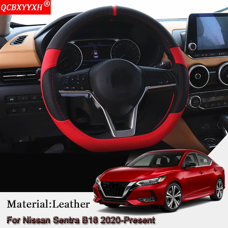 

Car Styling Leather Car Steering Wheel Cover Car Steering-wheel Hubs Interior Car Accessories For Nissan Sentra B18 2020-Present