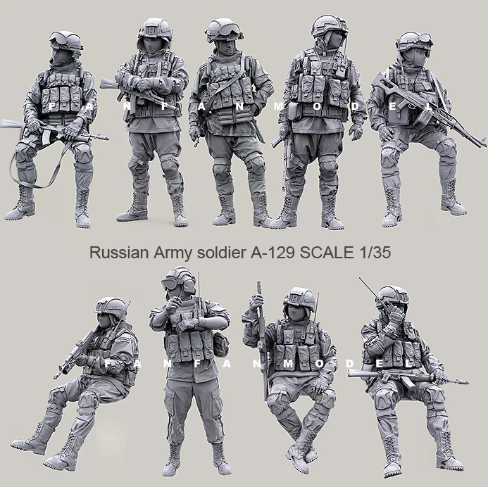Масштаб 1:35 (9 шт./компл.) Набор фигурок из смолы российские современные солдаты