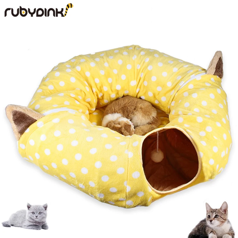Игрушка для кошек, туннель, забавный туннель для домашних животных, складные объемные игрушки для домашних животных маленького размера, переносные туннельные кровати для кошек, домик и сон с шариком