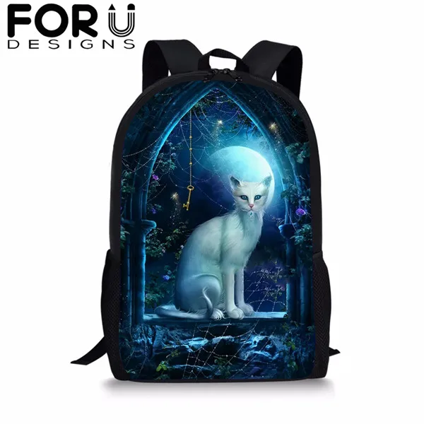 FORUDESIGNS/готический Черная кошка школьные сумки 3 шт./компл. для девочек и мальчиков Повседневное 3D Для женщин рюкзак ортопедический рюкзак детская дорожная сумка для книг - Цвет: CDGX1390C