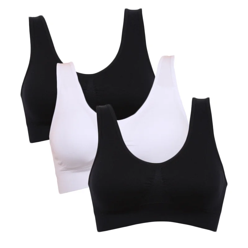 

pgs/set Sexy Bra with Pads Seamless Push Up Plus Size 4XL 5XL Whose Active Wireless Black/White