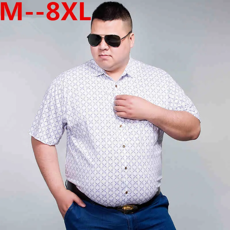 10XL 8XL 6XL 5XL 4XL новая летняя мужская хлопковая рубашка с коротким рукавом в клетку