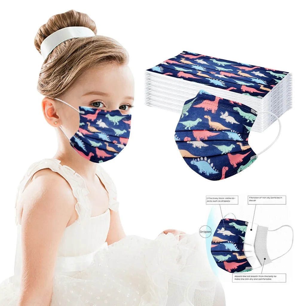 Дышащая детская маска с цветами одноразовая промышленная для лица 3 слоя 50 шт./100