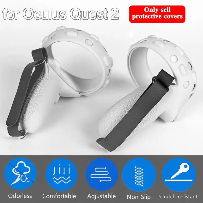 

Soft Silicone Handle Grip Cover Controller Protective Sleeve Cover with Hand Strap for Oculus Quest 2 VR Handle Accessories