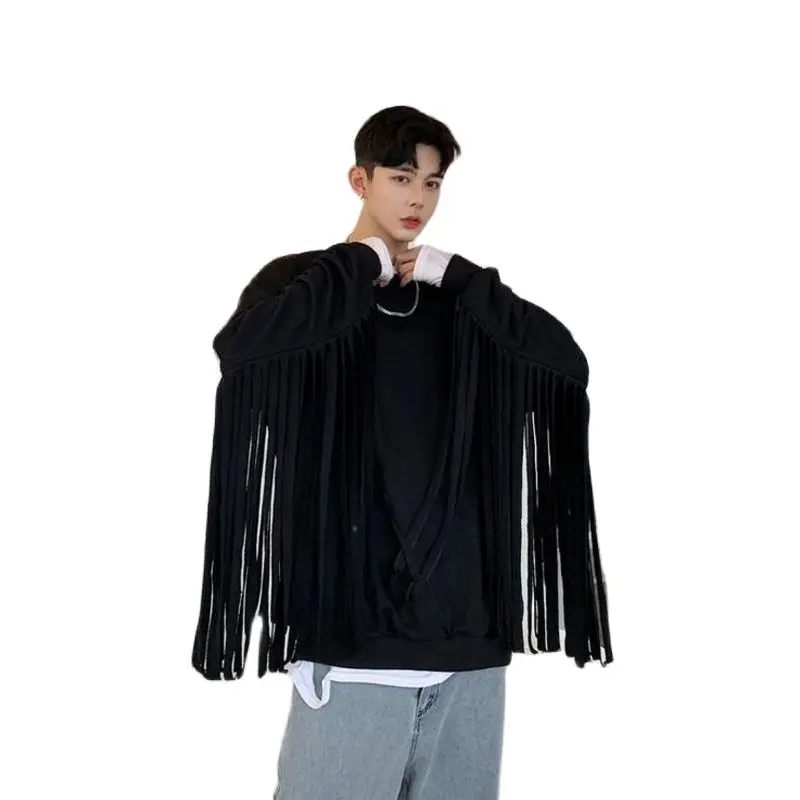 

Spring Autumn 2021 New men personality tassel Sweatshirt Men Sweatshirts Casual black red men fashions vintage sweatshirt