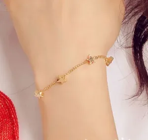 

Fashion Five-Pointed Star Heart Bracelet Five-Piece Love Bracelet Korean Style Fresh Lady Star Hand Jewelry