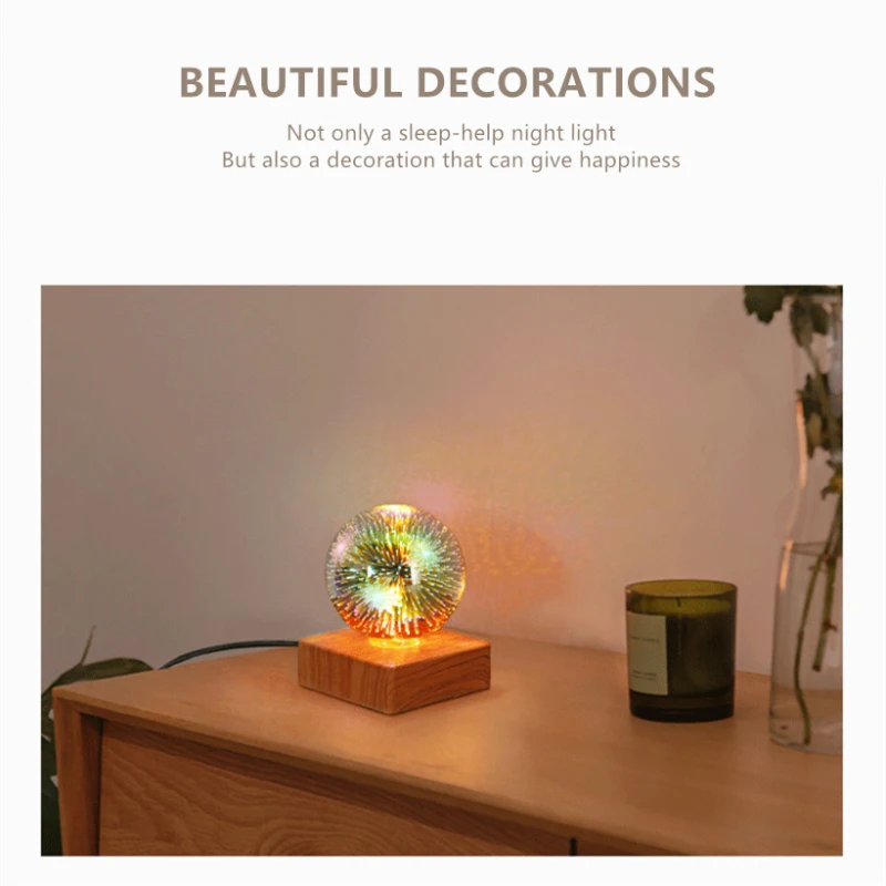 

Bedroom Bedside Starry Sky LED Colorful Atmosphere Table Lamp USB Plug Night Light Holiday Lighting 3D Firework Decoration Lamp