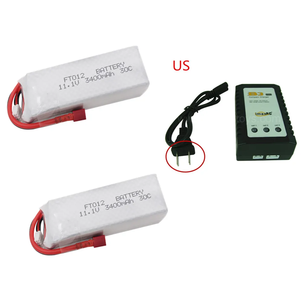 11.1V 3400mah 30C RC Lipo Battery+charger For FT012 Huanqi 734 Boat Helicopter Quadcopter Parts Battery 3400mAh lipo 3S | Игрушки и