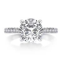 trendy s925 silver 3ct d color vvs1 round moissanite ring for women plated white gold pass diamond tester moissanite rings gift