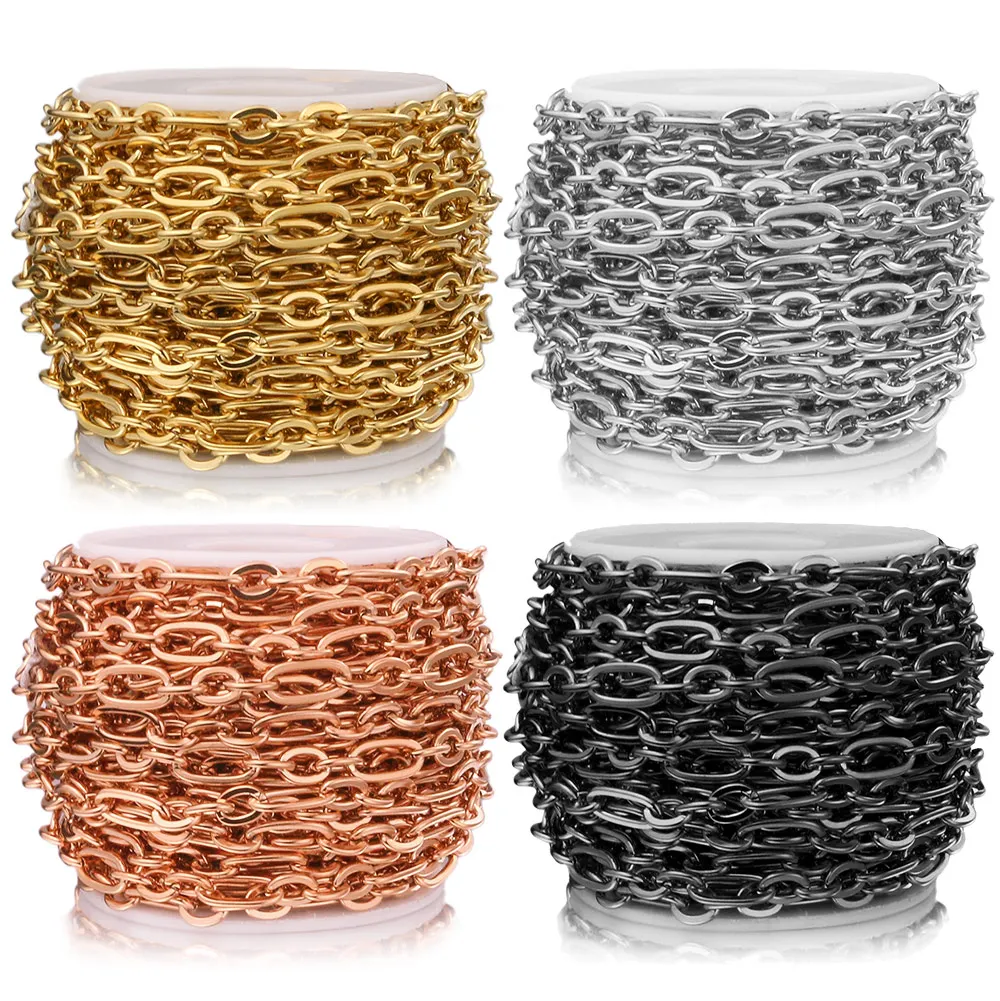 Цепочка для ключей металлическая плоская из нержавеющей стали золотого цвета 1