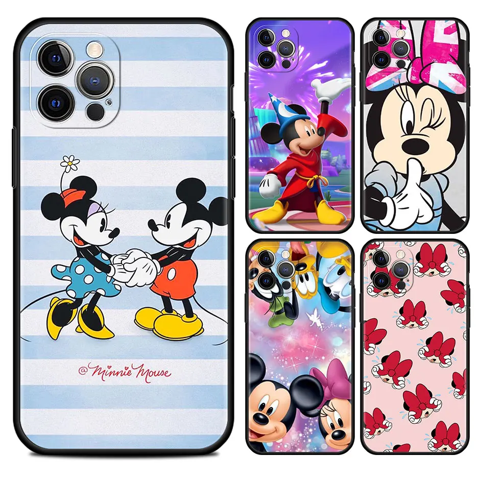 

Disney Mickey Minnie Case for Apple iPhone 11 12 13 Pro Max 12 11 Pro 13 Mini Protective Bags Shell TPU Back Cover