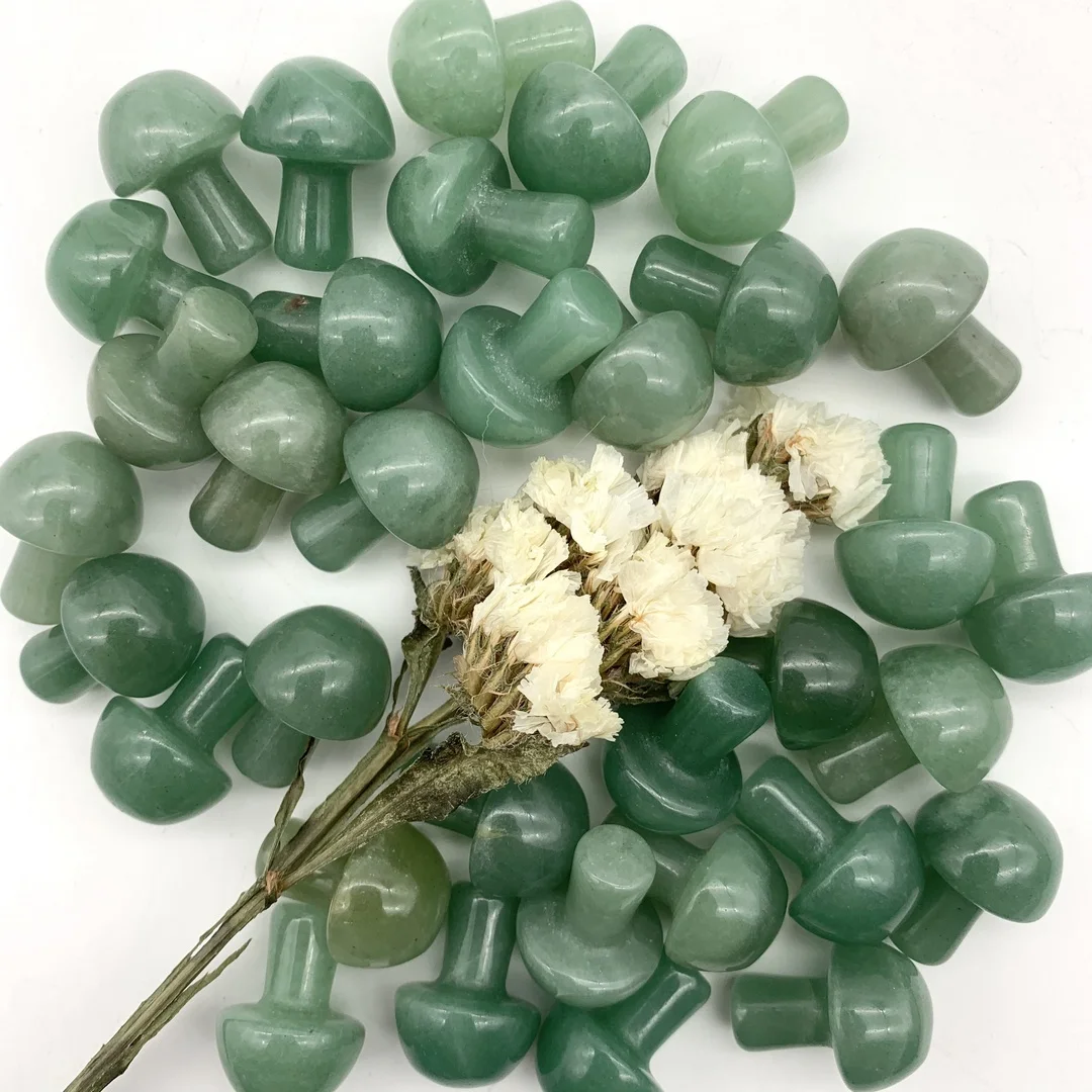 Натуральный зеленый авантюрин кристалл в форме гриба полированные кварцевые