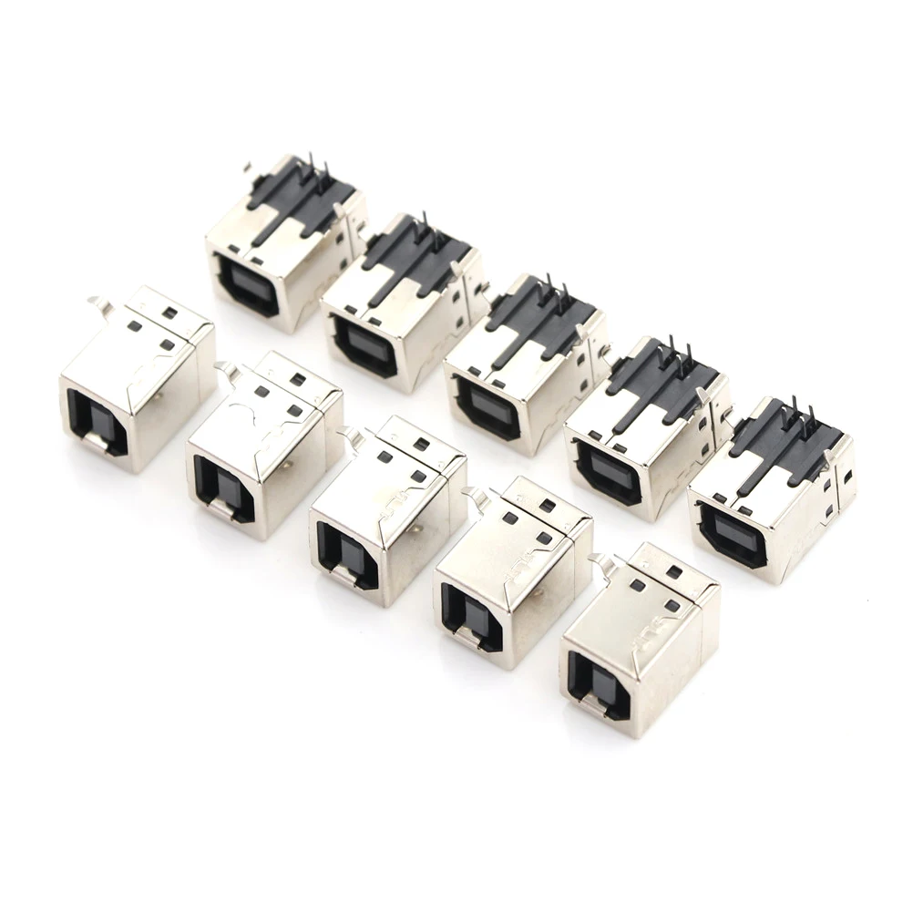 

10 Pcs USB 2.0 Jack Female Type-B Port 4-Pin Right Angle PCB DIP Jack Socket