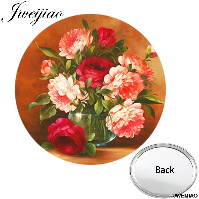 

Youhaken Potted Landscape Photo Printed Mini One Side Flat Pocket Mirror Flowers Compact Portable Makeup Vanity Hand Mirrors