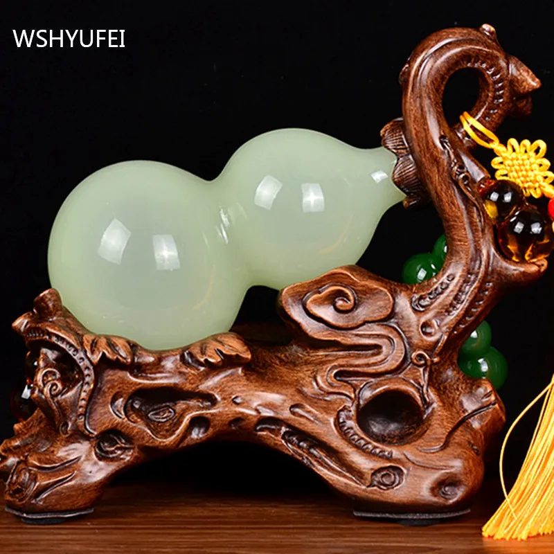 Fengshui Lucky Money Gourd Shape Liuli Modern Style Statue Home Decor Office Ornament Living Room Opening Gifts Present Crafts | Дом и сад
