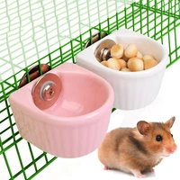 small pet hanging drinking food feeder hamster squirrel rabbit fixed hanging food bowl ceramic cage accessories