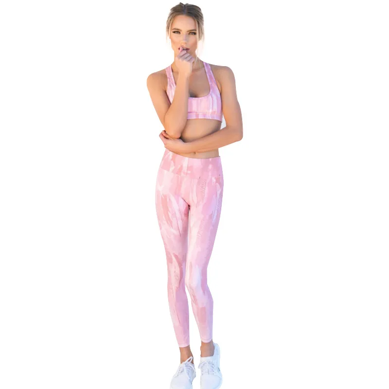 

Working Clothes for Women Printed Yoga Vest Pants Sports Suit Yoga Suit Women's Fitness Suit