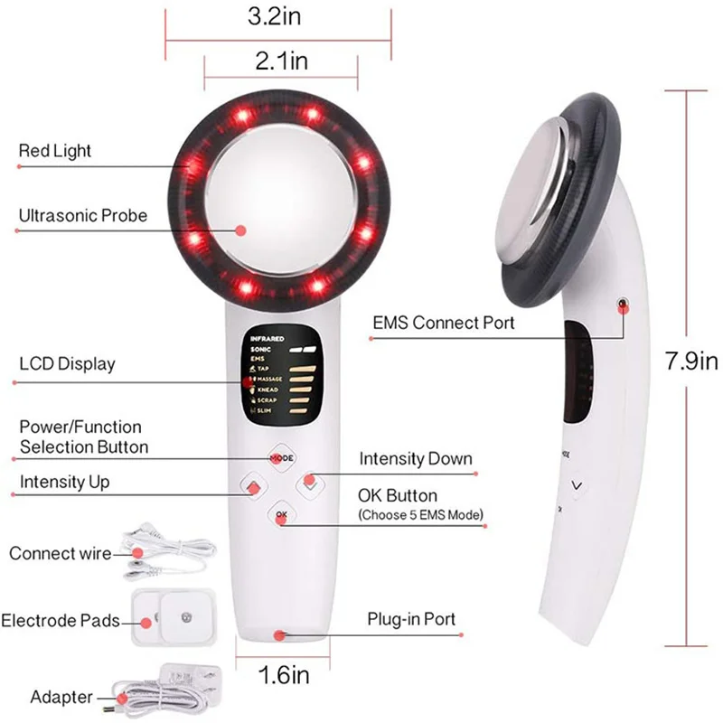 

Ultrasonic Infrared Face Body Slimming Skin Firming Massager Fat Burner Face Lift Tighten Wrinkle Removal Beauty Machine Tools