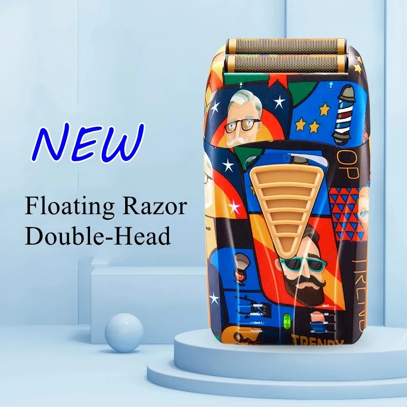 

USB Wireless Shaven Head Hair Trimmer Strong Power Dual-Head Net Razor Graffiti Beard Electric Shaver Machine