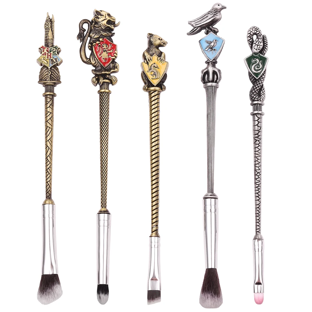Movie Makeup Brushes Set Hogwarts Magic School Badge Enamel Animal Cosmetics Pro Eyeshadow Brush Eyebrow Lip Makeup Tool Kit