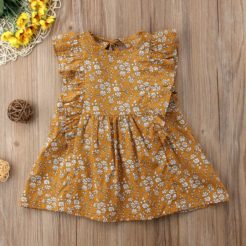 Летняя принцесса девушки цветы платье Дети Девочка Boho пляжные Мини платья Одежда