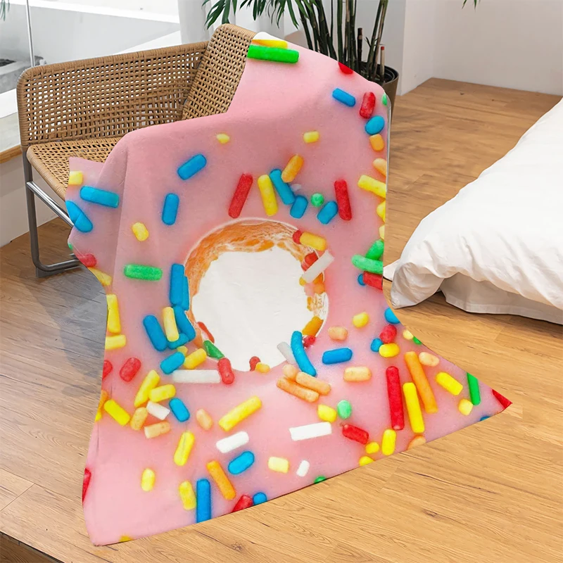 

Donuts Party Essen Flanell Decke Weihnachts Geschenk für Mädchen Jungen 3D Druck Kinder Erwachsene Quilts Wohnkultur Mode Weiche