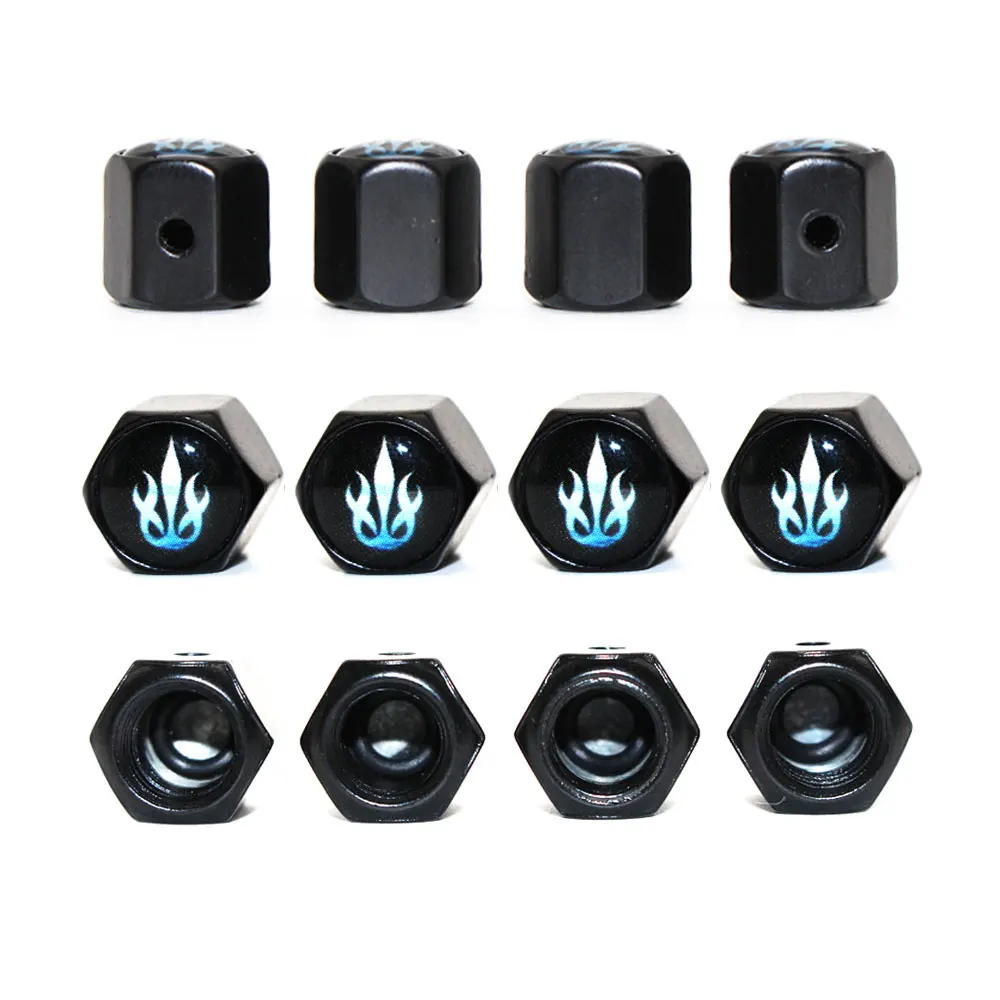 5 Pcs/Set Car Styling Zinc Alloy Anti-theft Blue Fire Flame Tire Valve Caps Wheel Tires Stem Air Cap Airtight Covers | Автомобили и