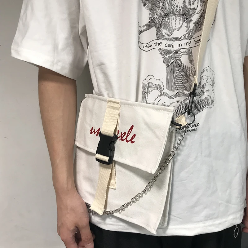 Летняя новинка, ulzzang, Harajuku, уличная, хип-хоп, на цепочке, Холщовая Сумка, женская, модная, простая, на молнии, повседневная, женская сумка-мессенджер