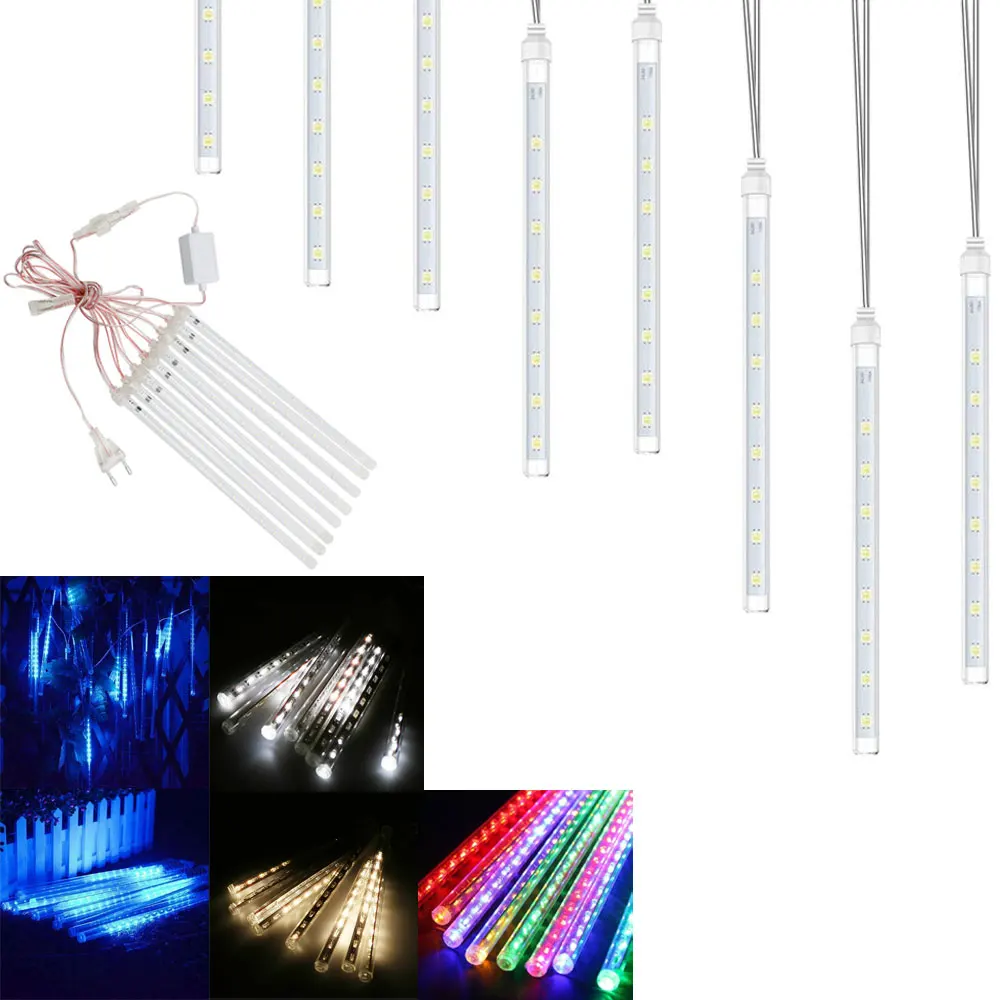 Водонепроницаемая светодиодная гирлянда метеоритный дождь 30 см 8 трубок 144