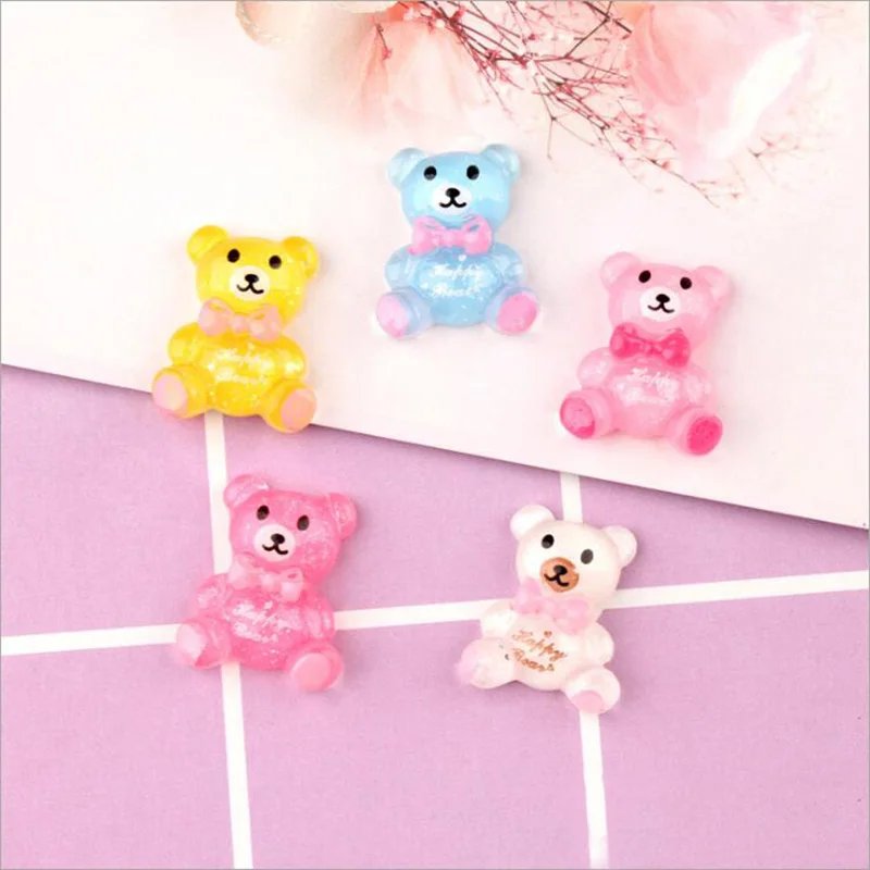 100 штук искусственный бриллиант из смолы Kawaii Блестящий медведь резиновые