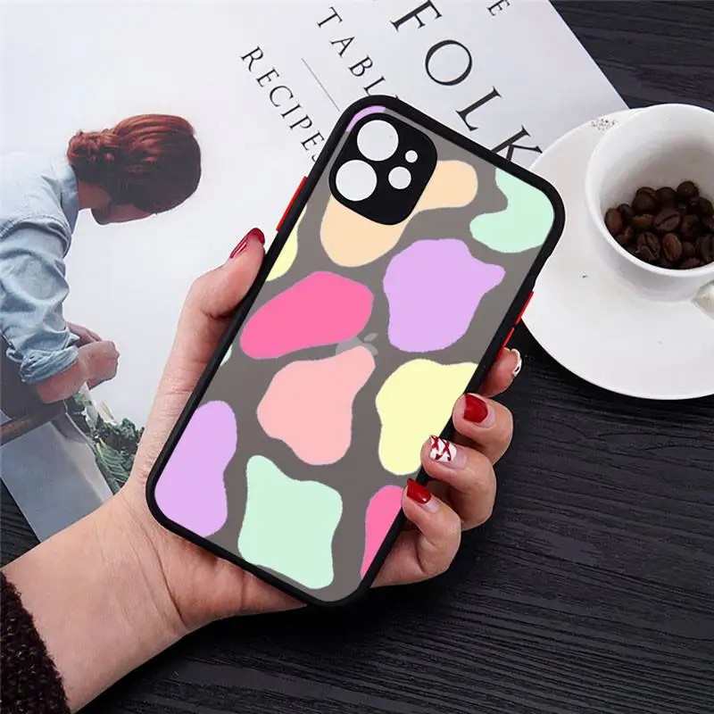 

Cow color Print fashion Pattern texture Phone Cases matte transparent For iphone 7 8 11 12 plus mini x xs xr pro max cover