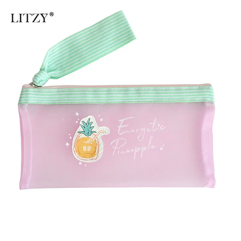 Прозрачный Сетчатый Чехол карандаш для школьников поставка фруктов арбуза ручка