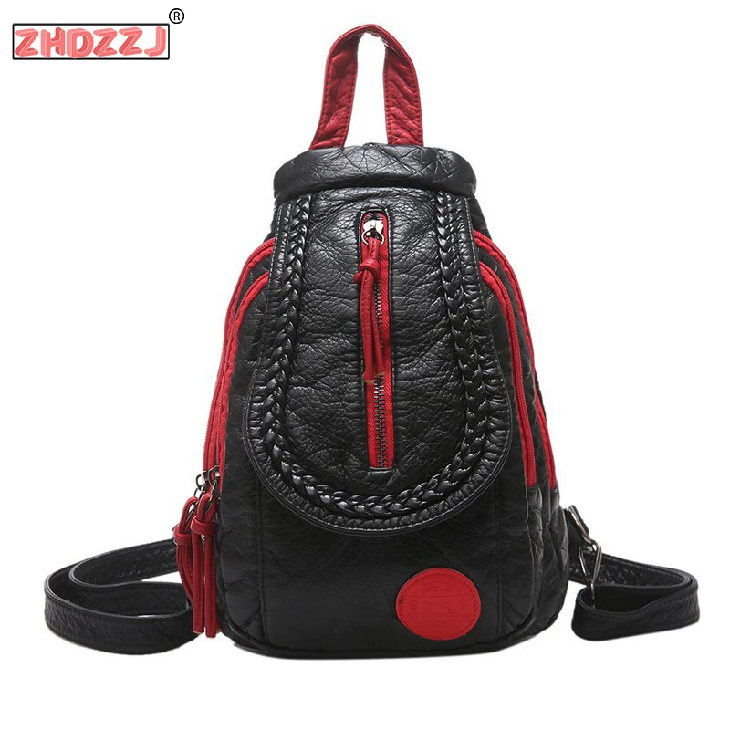 Новинка 2020 модные женские рюкзаки черные мягкие моющиеся Сумки из искусственной