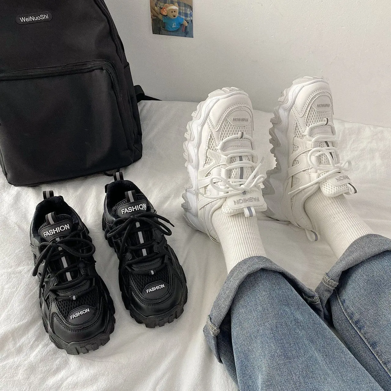 

Женские кроссовки на платформе, повседневные Прогулочные кроссовки из сетчатого материала, со шнуровкой, весна 2021