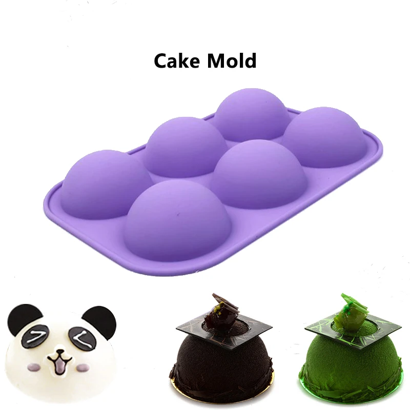Силиконовая форма для выпечки с 6 отверстиями 3D полусферическая помадка