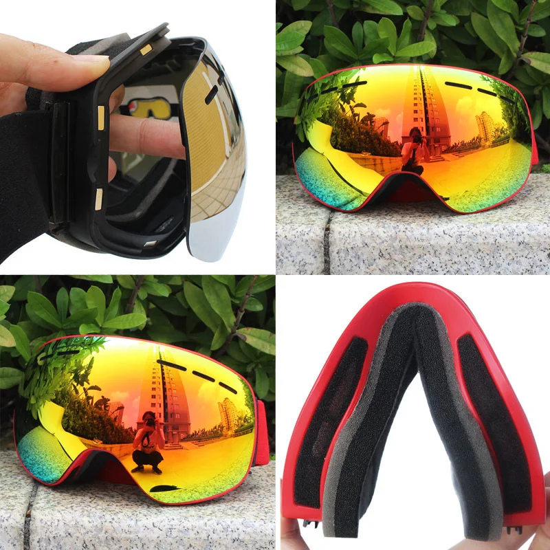 Лыжные очки с магнитными двухслойными линзами поляризационные незапотевающие