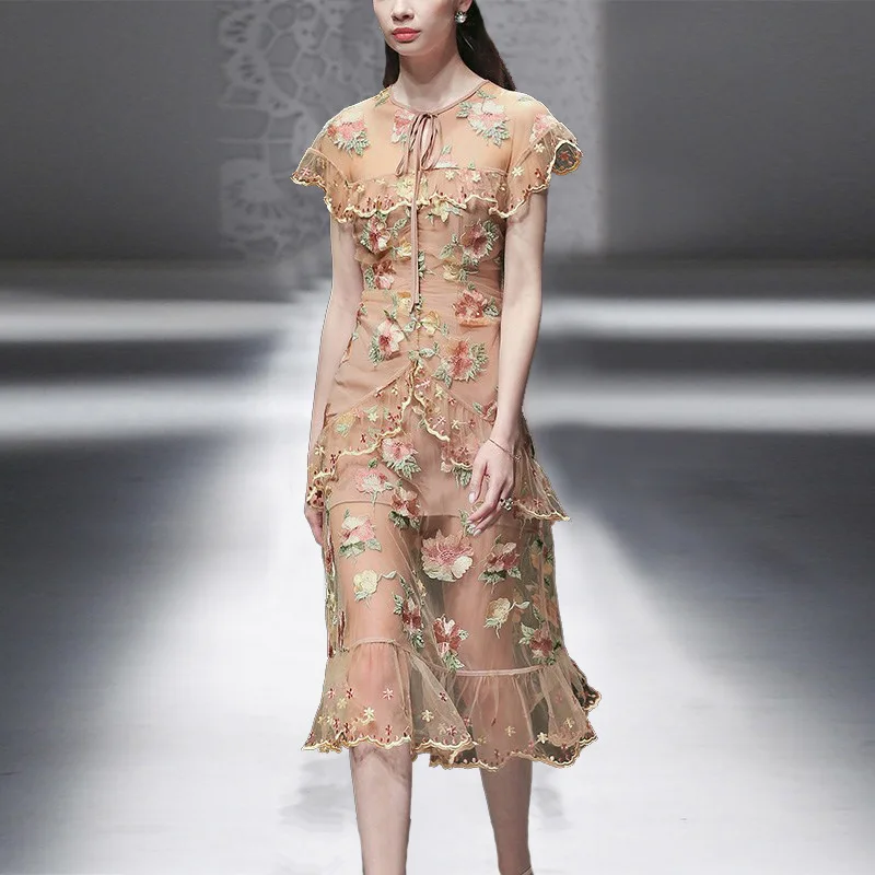 Женское винтажное Сетчатое платье русалка модельное дизайнерское элегантное с