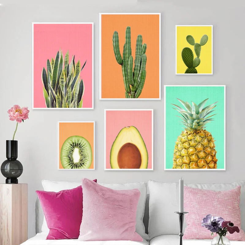 Тропический зеленый Растительный постер скандинавский настенный