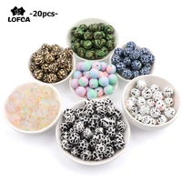 lofca 20pcs tie dye leopard terrazzo dalmatian camo silicone beads teething beads diy chewable colorful teething for infant baby