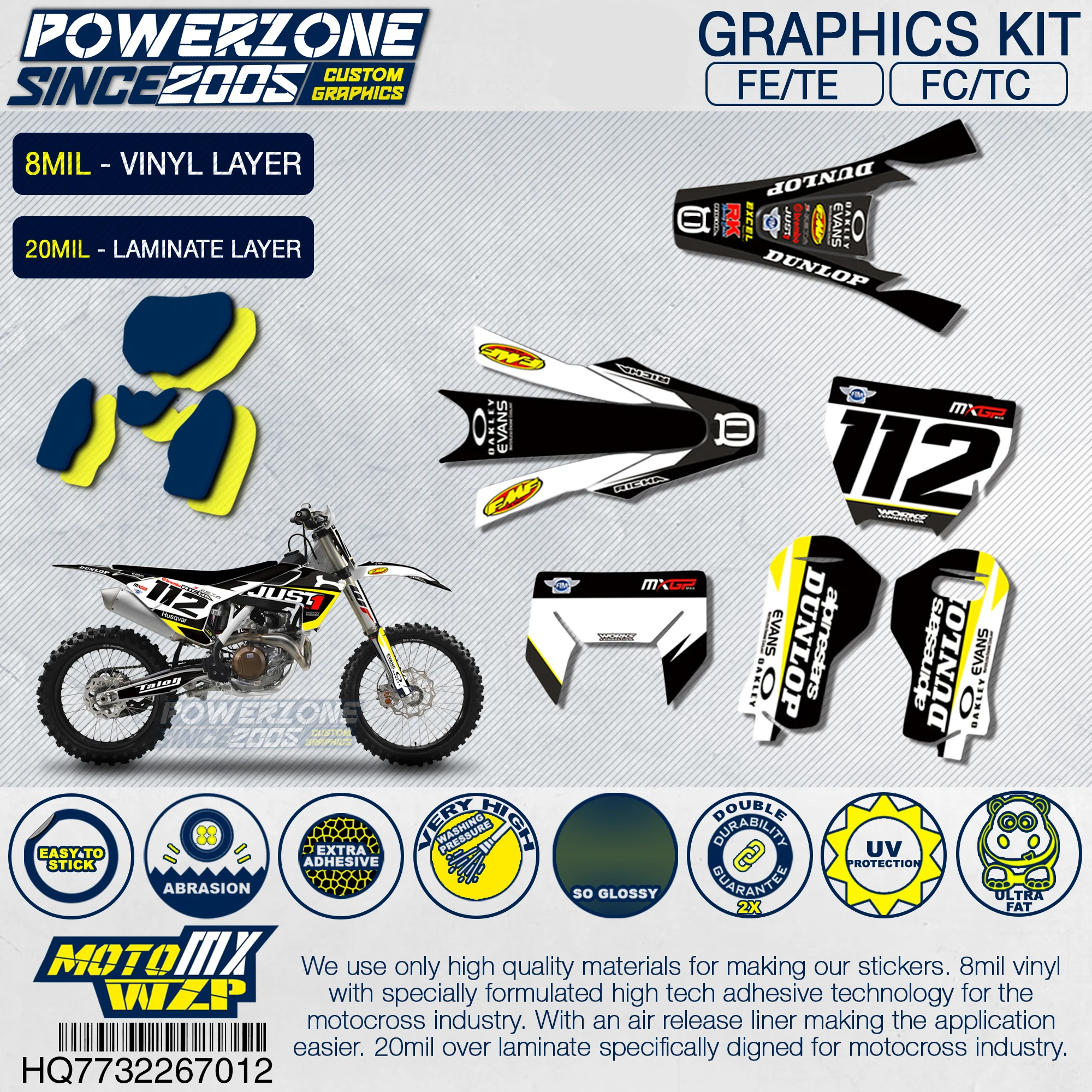 PowerZone графика команды на заказ фоны наклейки 3 М для Husqvarna 2017 до 2019 FE TE FC TC 250 500cc