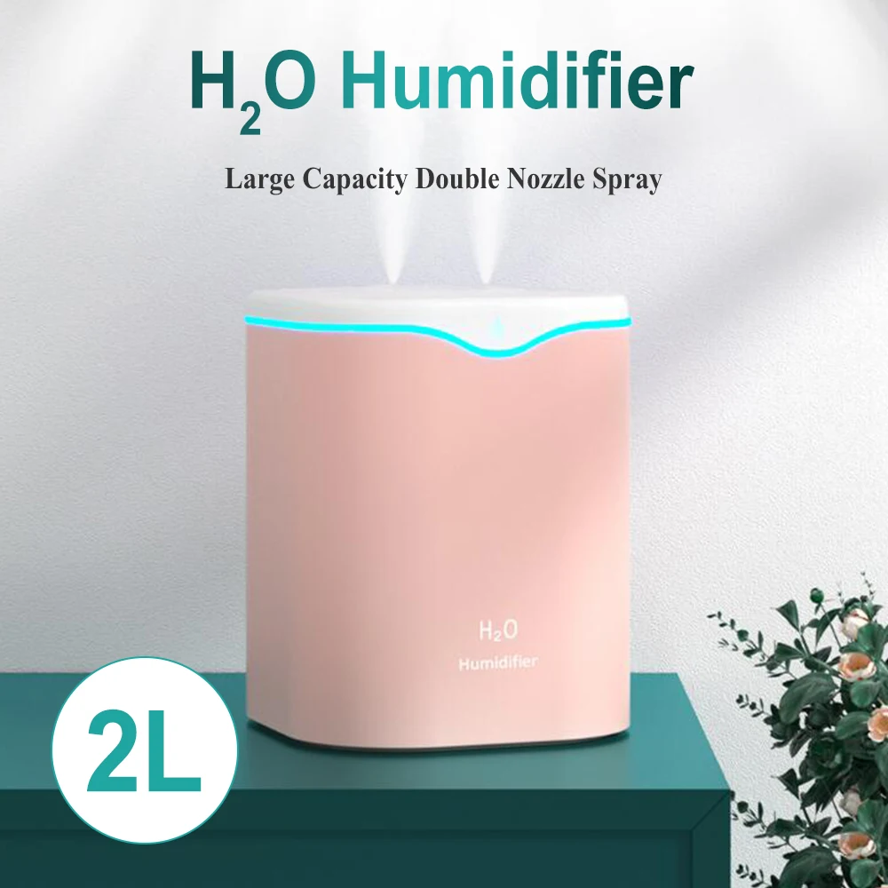 

Portable LED Dual-nozzle Air Humidifier Household Moisturizing Aromatherapy USB Humidifier for Home Mist Maker