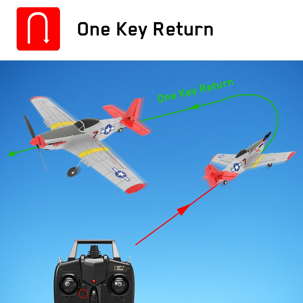 

Volantex Mustang P-51D 4 Channel Beginner Airplane with 6-axis Stabilizer System and One-key Aerobatic 761-5 (RTF)