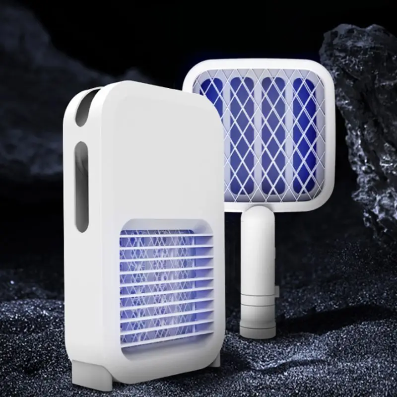 

Indoor or Outdoor Electric Zapper for Bugs, Mosquitos and Flies, Dual Feature: Racket Fly Swatter and Countertop