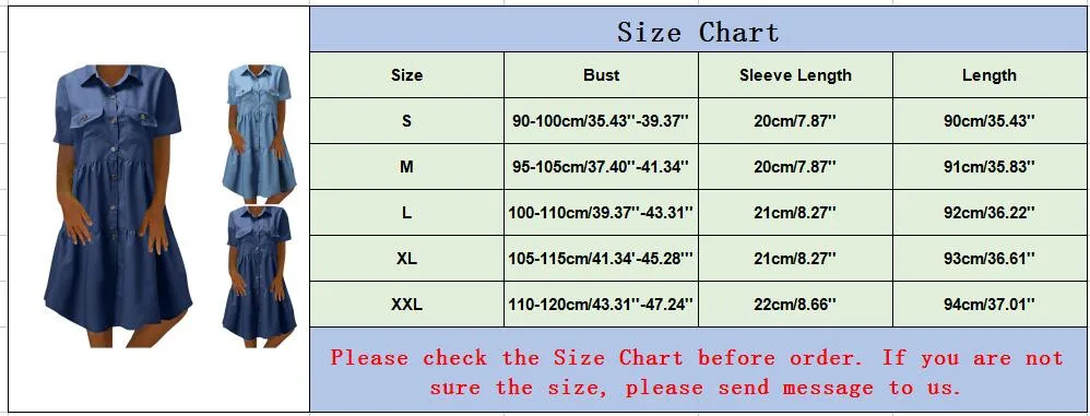 

Women Casual Distressed Denim Dress Solid Lapel Button Loose Dress Fashion Female Summer Short Sleeve Streetwear 2021 #T3G