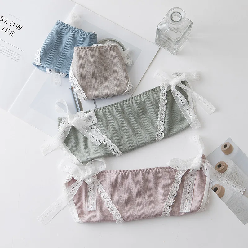 

New Sexy Lace Panties For Women Girls Underwear 2020 Cotton Panty Tie Soild Elasticity Comfortable Lingerie Panties