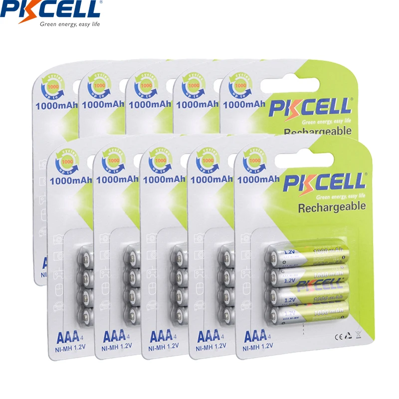 

40PCS/10Card 1.2v AAA rechargeable batteries 3A NI-MH 1000mah AAA Battery Rechargeable aaa Batteria ni-mh batteries AAA Battery