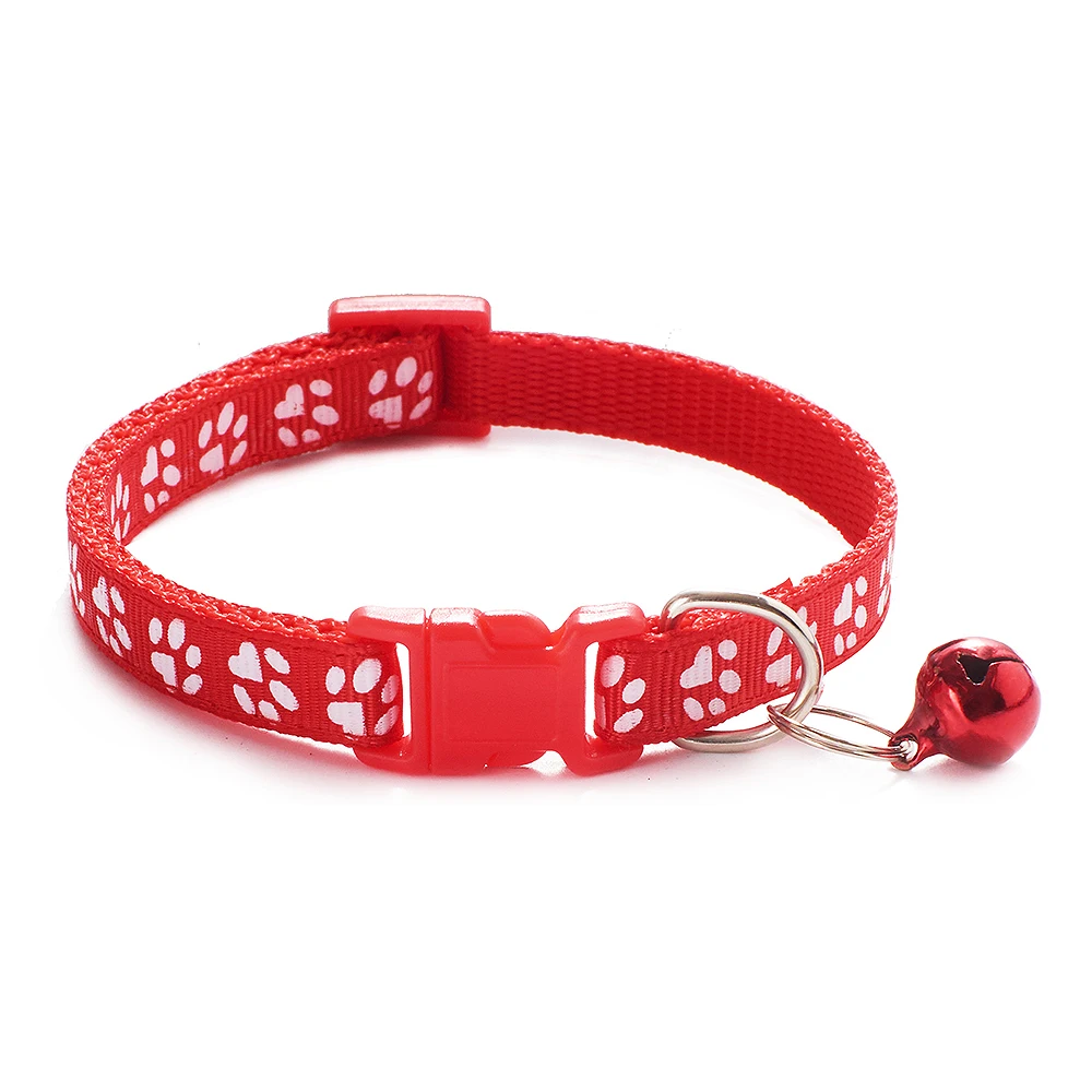 Cute Paw Print Adjustable Kitten Collar Bell Tie Cat Pet Puppy Colourful | Дом и сад