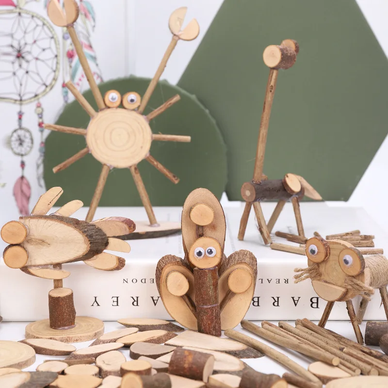 4 шт./лот Креативные Круглые деревянные чипсы сделай сам из натуральных веток для