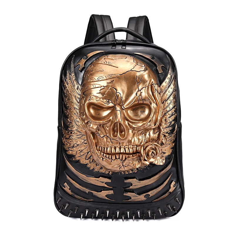 2021 New Hot 3D Men Backpacks Fashion Leather Male Korean Student Rivet Backpack Boy Business Laptop School Hiphop Computer Bag